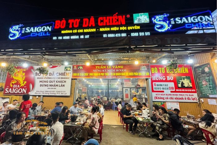 Quán bò tơ dã chiến Đà Lạt nổi tiếng