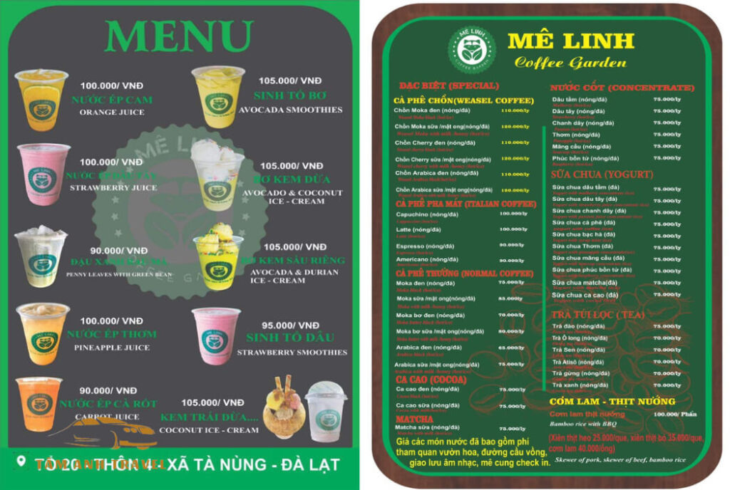 Review Mê Linh Coffee Garden ngắm cảnh đẹp Đà Lạt