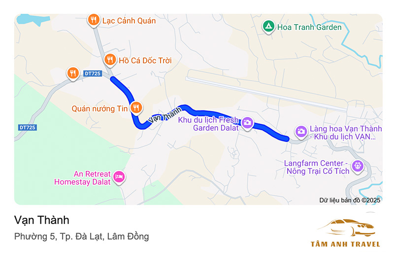 Bản đồ Map Làng hoa Vạn Thành Đà Lạt